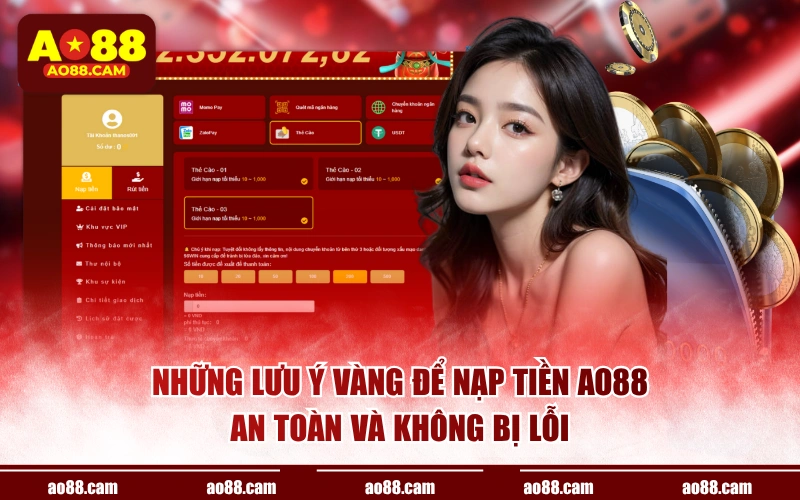 Những lưu ý vàng để nạp tiền AO88 an toàn và không bị lỗi
